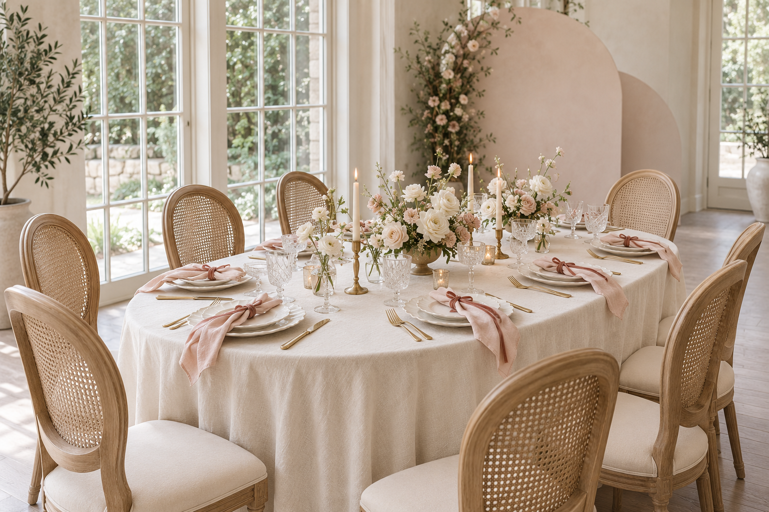 Romantic bridal shower table